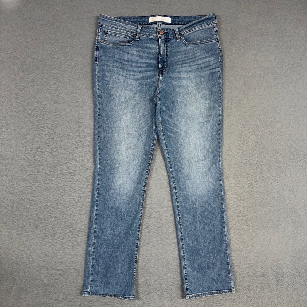 Signature Levis Jeans Women 16 Blue Straight Totally Shaping Stretch Distressed